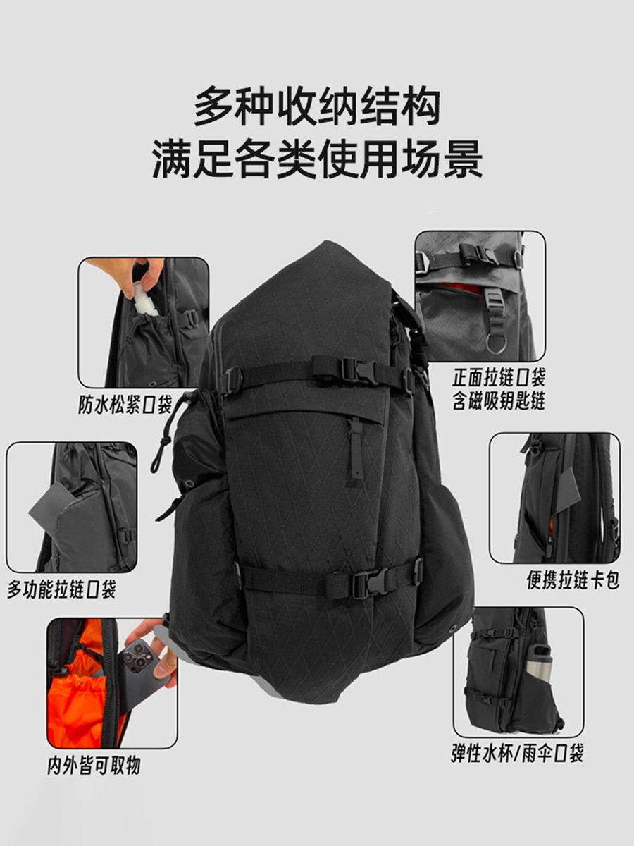 新款美式机能多功能双肩包男款通勤防水扩容电脑书包户外旅行背包 细节图 3