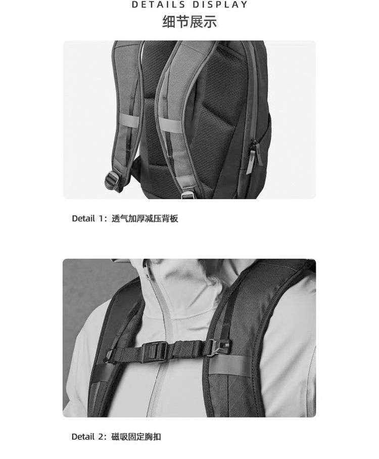 新款商务通勤双肩包男士机能休闲户外旅行背包多功能电脑防水书包 商品说明图