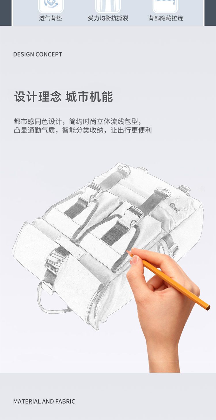男士户外旅行徒步双肩包商务通勤背包机能大容量旅游出差骑行包男 商品说明图