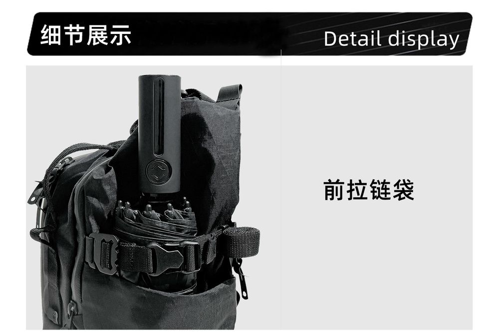 男士通勤骑行单肩包男款大容量机能胸包新款黑色多功能平板斜挎包 商品说明图