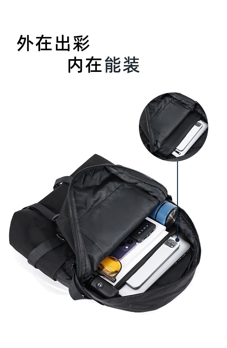 户外双肩包男设计感小众旅行电脑背包男士通勤大容量轻便书包 商品说明图