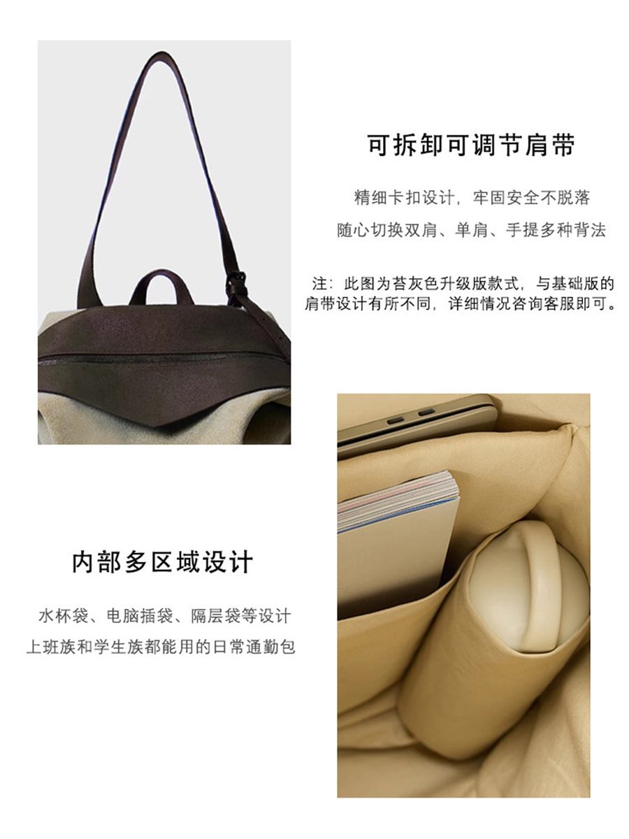 高级感帆布双肩包男女同款大容量轻便百搭通勤旅行背包休闲款书包 细节图 5
