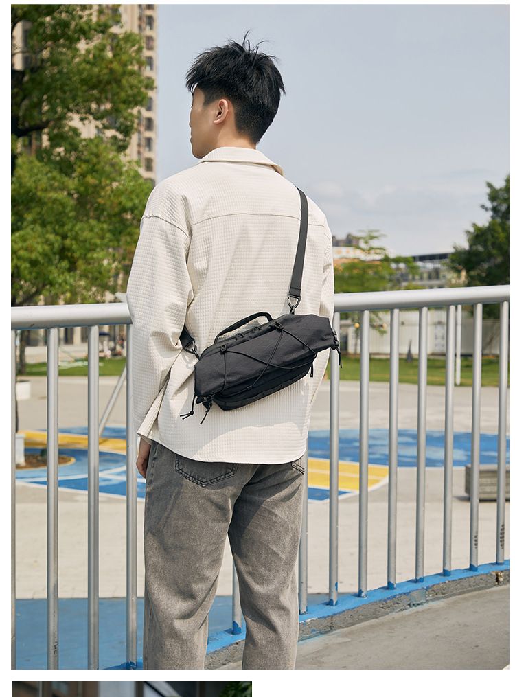 男款挎包男士户外机能多功能单肩包男生通勤黑色收纳包大容量胸包 商品说明图