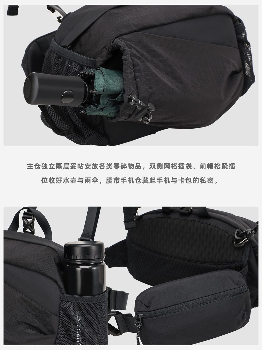 户外徒步登山旅行斜挎包男女多功能腰包大容量轻便运动骑行双肩包 细节图 4