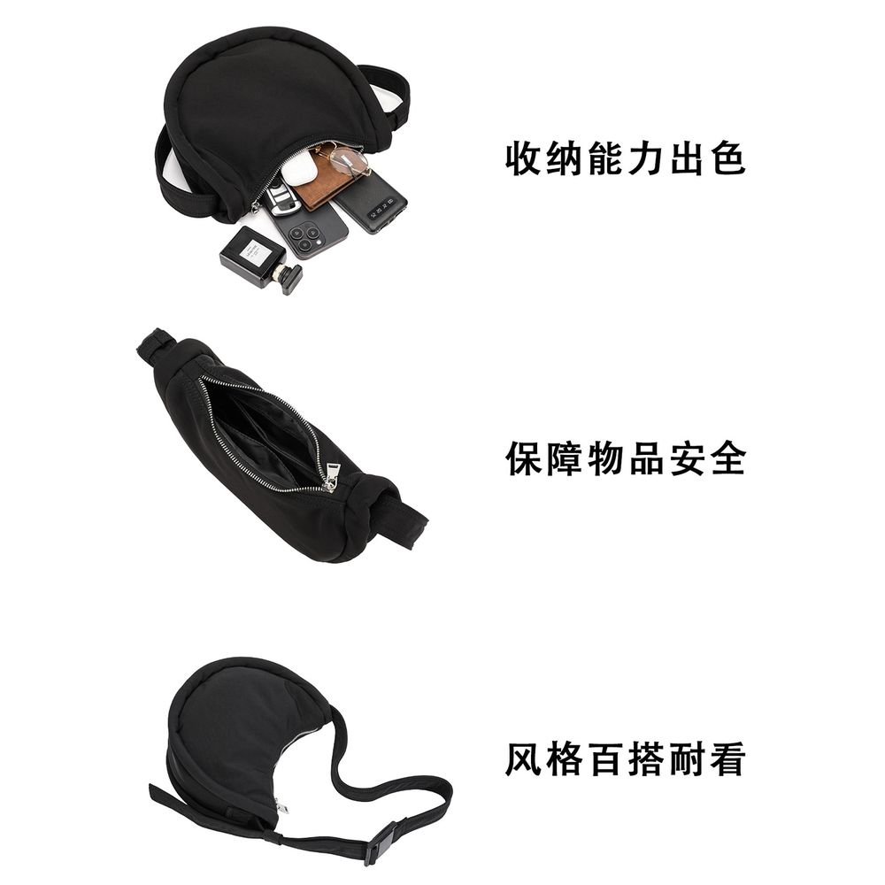 休闲斜挎包男女同款2026新款3L轻便男士挎包单肩手提腋下包高级感 商品说明图