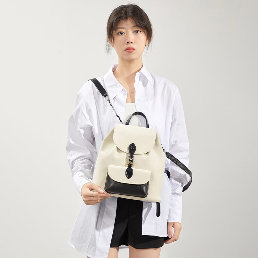 设计感小众双肩包通勤百搭2026新款时尚小背包皮质复古高级感女包 细节图 2