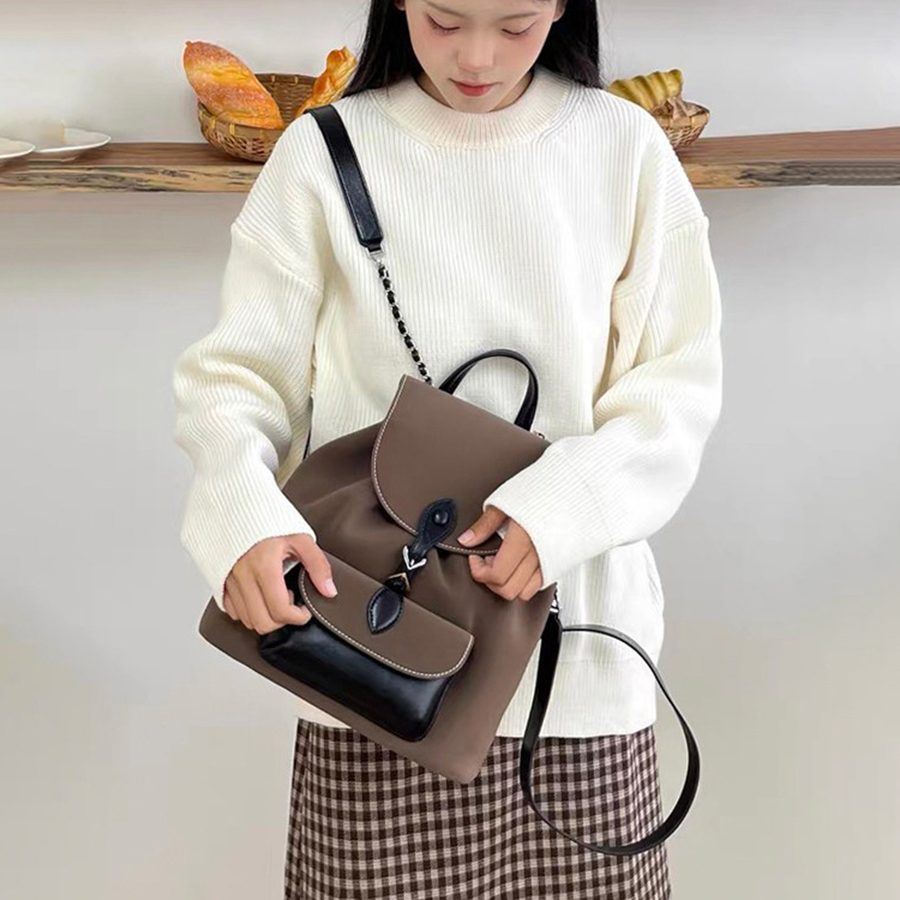 设计感小众双肩包通勤百搭2026新款时尚小背包皮质复古高级感女包 细节图 5
