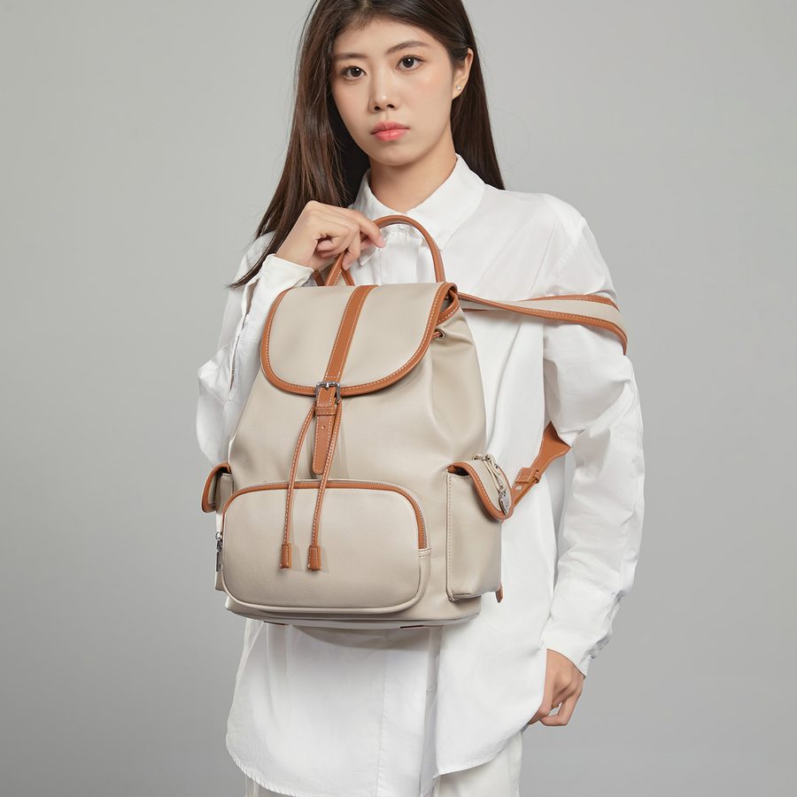 抽绳小众双肩包女2026新款百搭通勤书包旅游轻便高级感背包 细节图 3