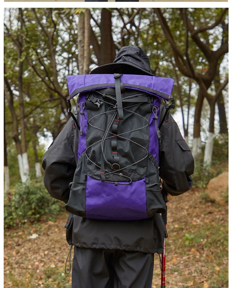 户外徒步登山包多功能轻量化防泼水大容量双肩包爬山露营旅行背包 商品说明图